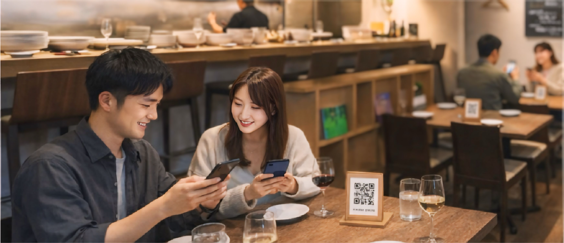 QRコードを読み取って注文するイメージ